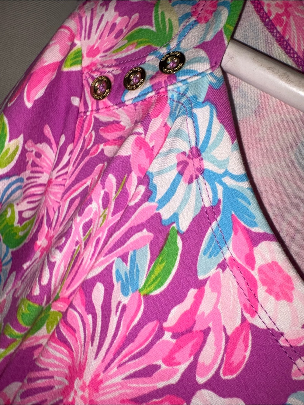 Lilly Pulitzer Pink Floral Midi Dress with Blue and Green Accents - Picture 2 of 4